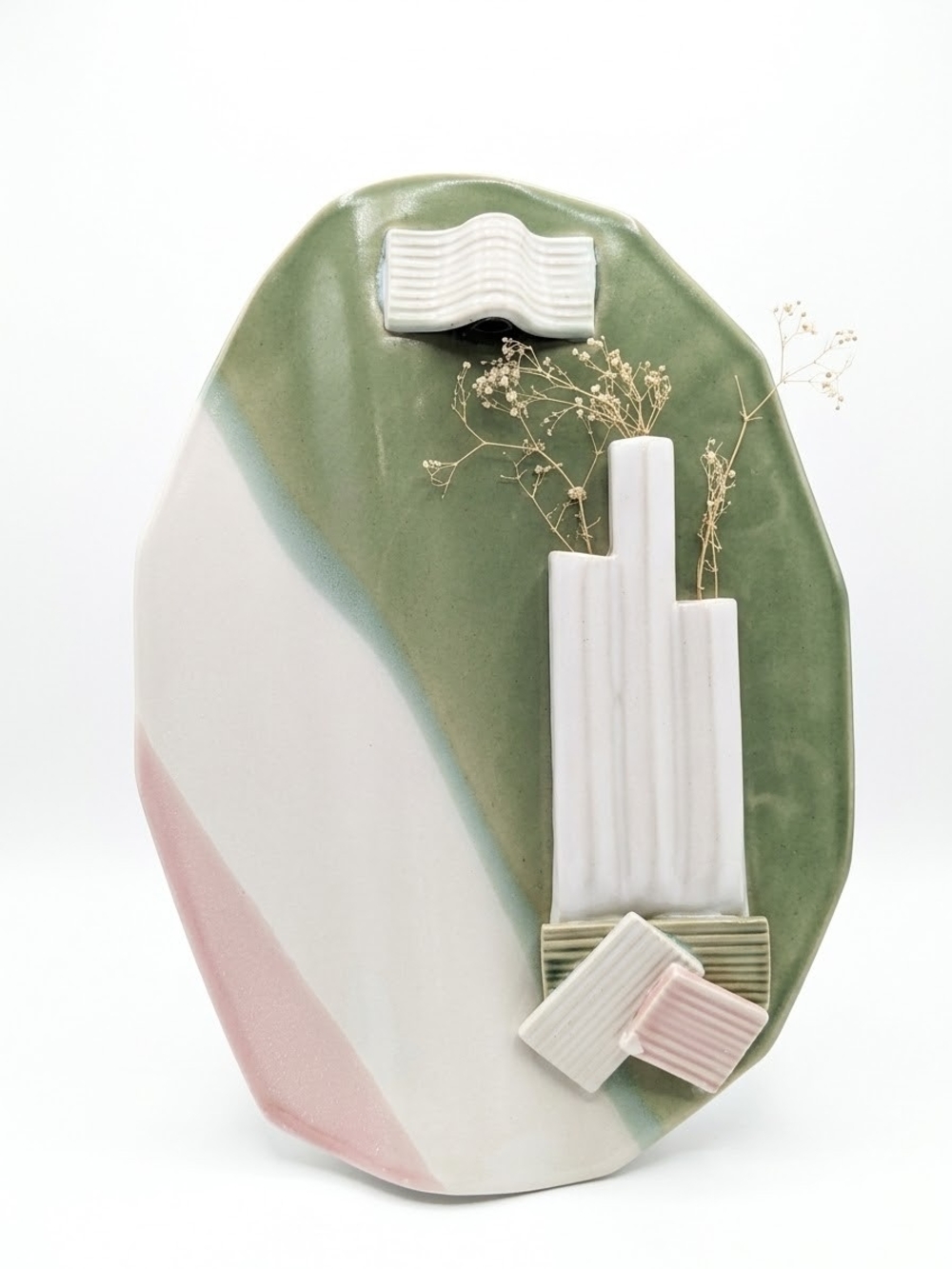 Hilborn Pottery Vintage 1980s Memphis Postmodern Wall Pocket Vase 11x16"